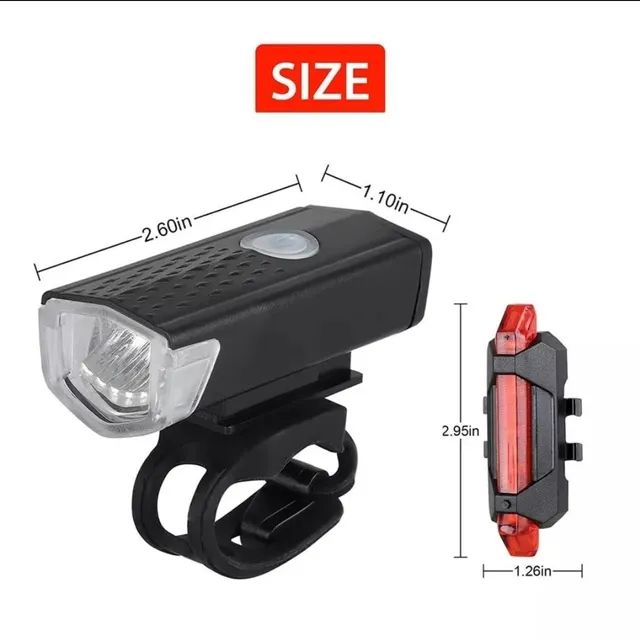 Kit lanterna recarregável USB para bike  - Foto 3