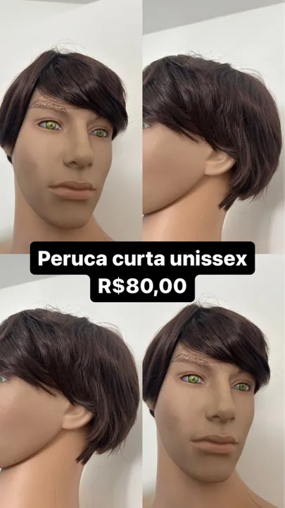 Peruca unissex castanho