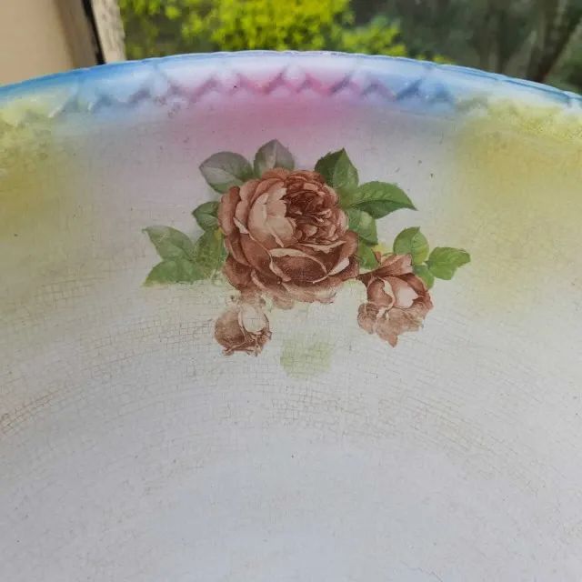Bacia para gomil antiga em porcelana européia / bacia para jarra antiga 12cm x 41cm - Foto 3