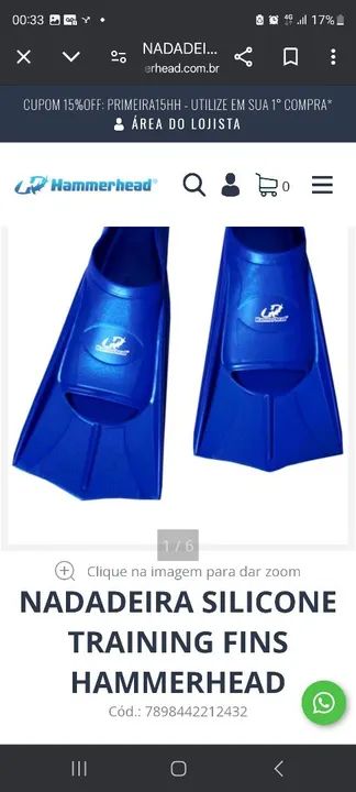 Nadeira Silicone Training Fins Hammer azulhead Tam 40/41 Brasil