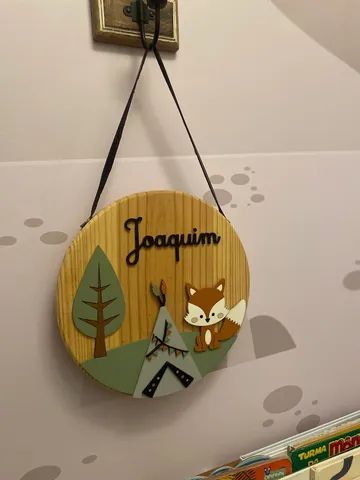 Porta maternidade madeira Joaquim 28cm - Foto 2