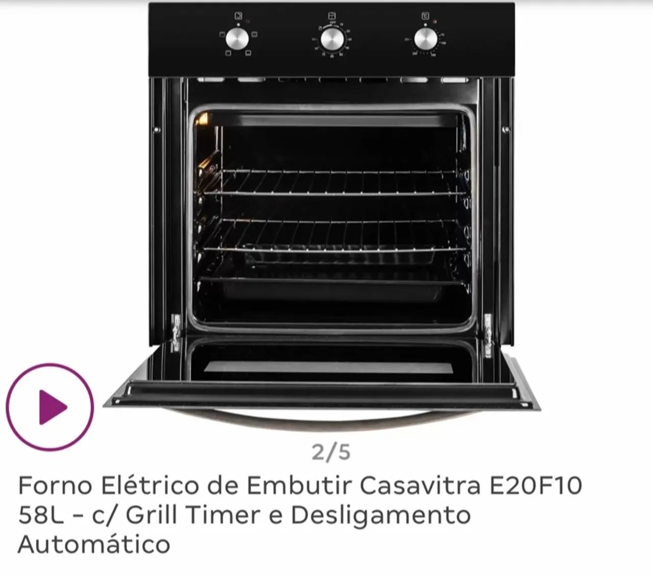 Forno Elétrico de Embutir 58L - Casavitra  - Foto 4