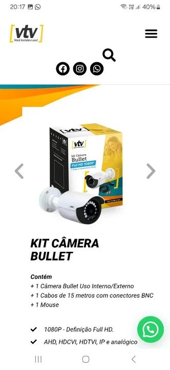 Kit Câmera Bullet Full HD 1080P