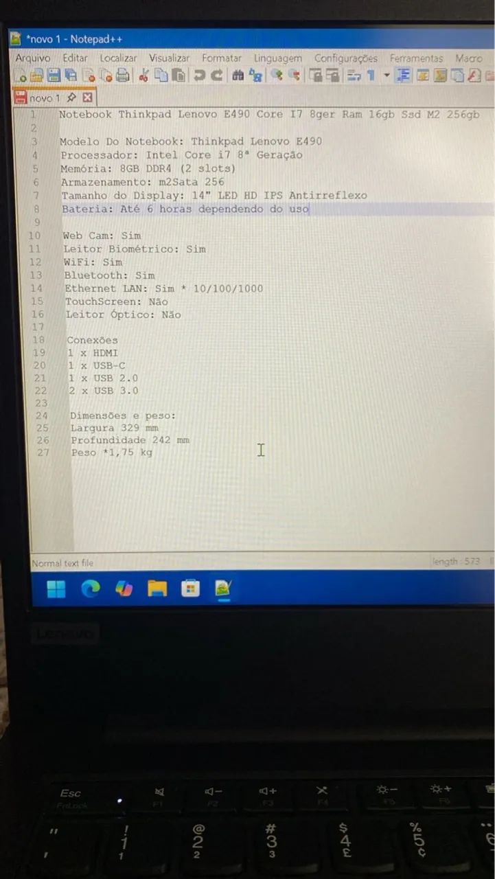 Notebook Thinkpad Lenovo E490 core i7 RAM 8ger 16gb ssd m2 256gb - Foto 5