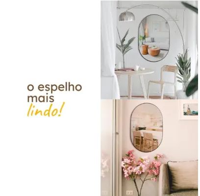 Espelho Orgânico 64x44cm em Couro 3cm - Novo/Lacrado - Foto 4