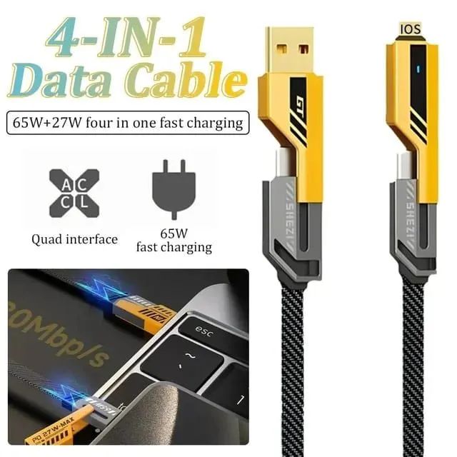 Cabo 4 em 1 Dados e carregamento Multiportas - Foto 4