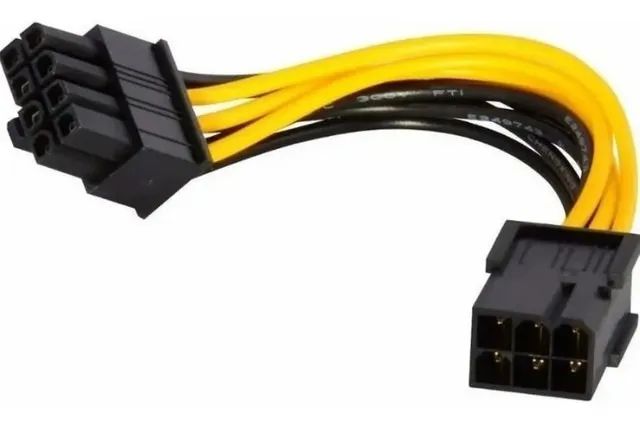 Cabo Adaptador 6 Pinos Pci-e Para 8 Pinos Placa De Vídeo