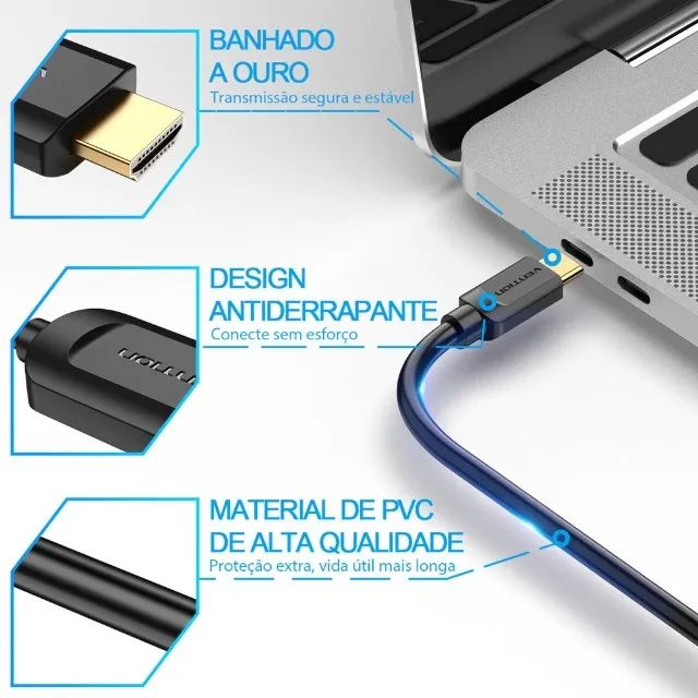 Cabo vídeo USB Tipo C/HDMI 1.4 5.4Gbps 4k 60Hz Vention - Foto 3