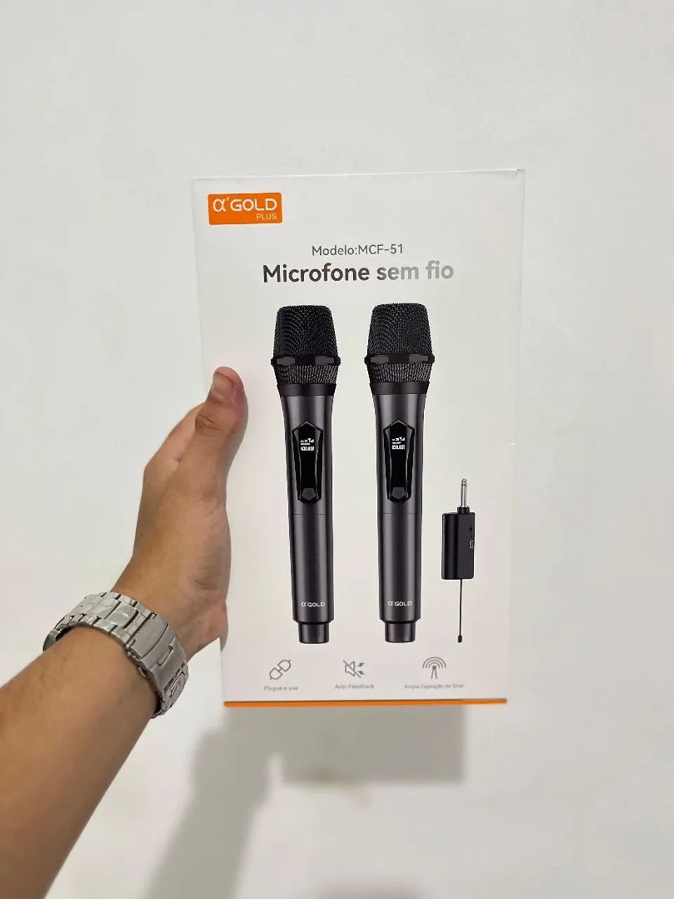 Microfone Sem Fio ?GOLD PLUS MCF-51 Duplo Profissional