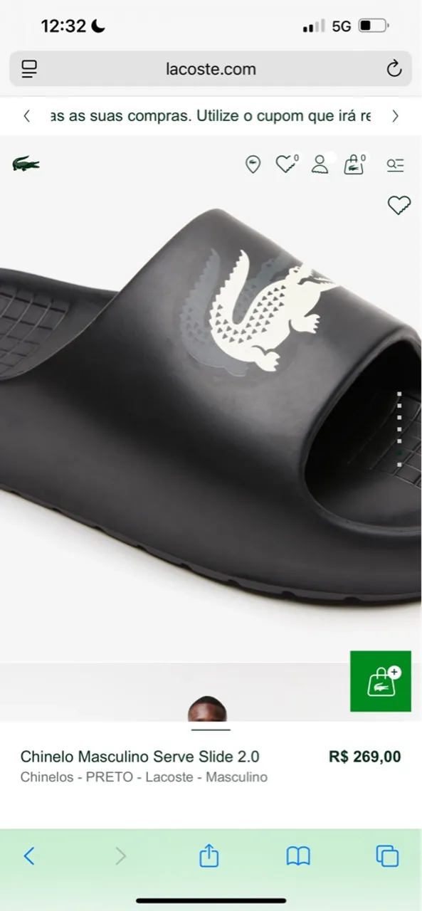 Chinelo Masculino Lacoste Serve Slide 2.0 Preto