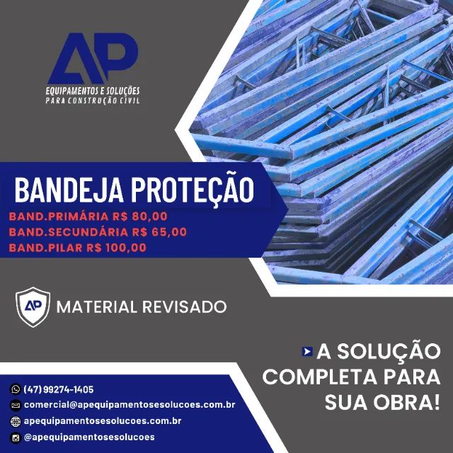 Bandeja Secundária - Aparalixo De Obra - Bandeja Obra - Bandeja para Colunas e Pilares