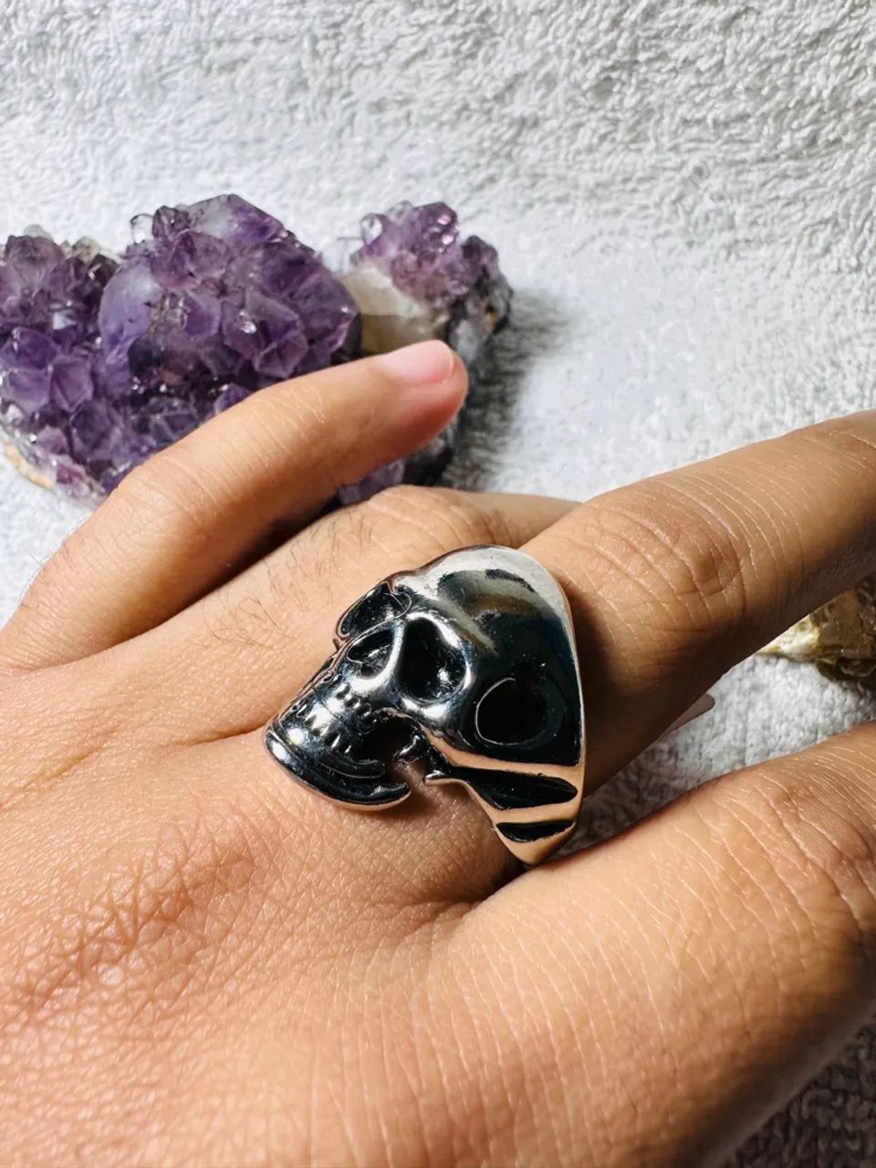 Anel Caveira em Aço - Foto 4