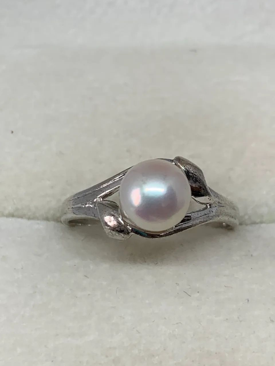 anel de prata com pérola aro 16