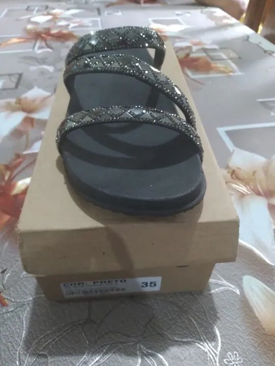 Sandálias Femininas Pretas com Strass - Foto 5