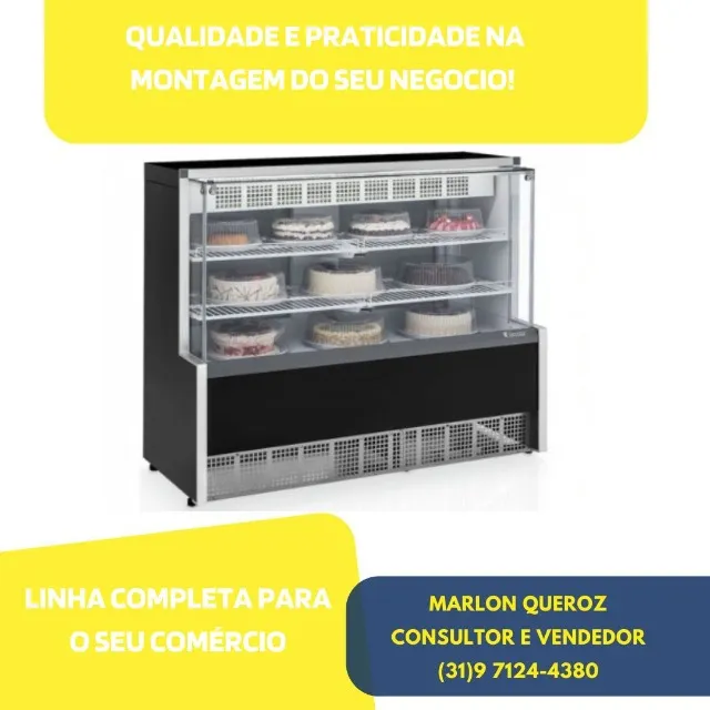 Balcão de Bolos Gelopar Dupla Função 1,40M Preto Vidro Reto