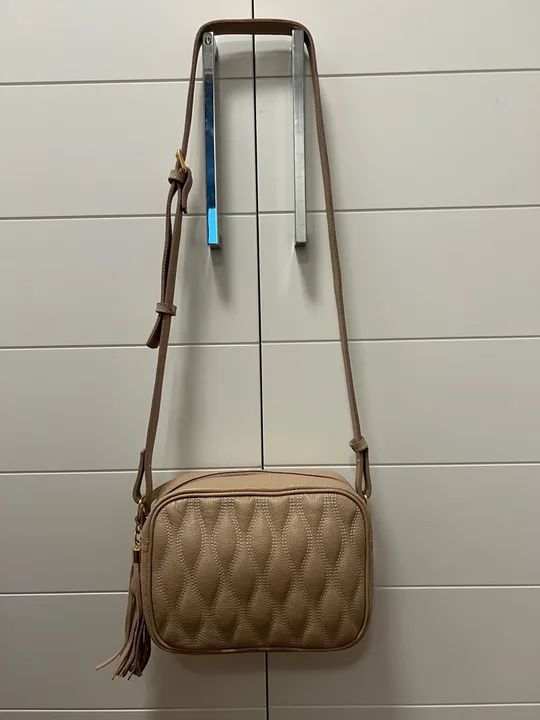 Bolsa de ombro bege, couro legítimo - Foto 2
