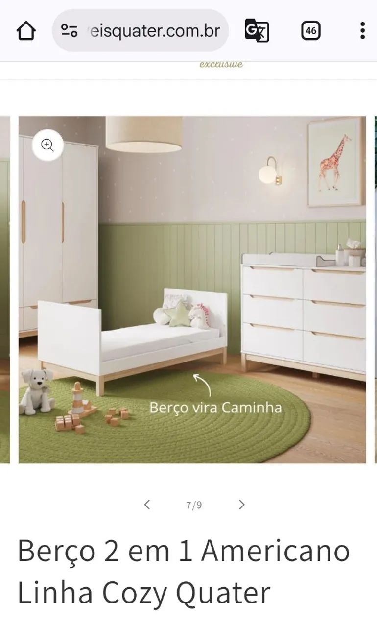 Berço 2 em 1 Americano. Linha Cozy Quater - Foto 3