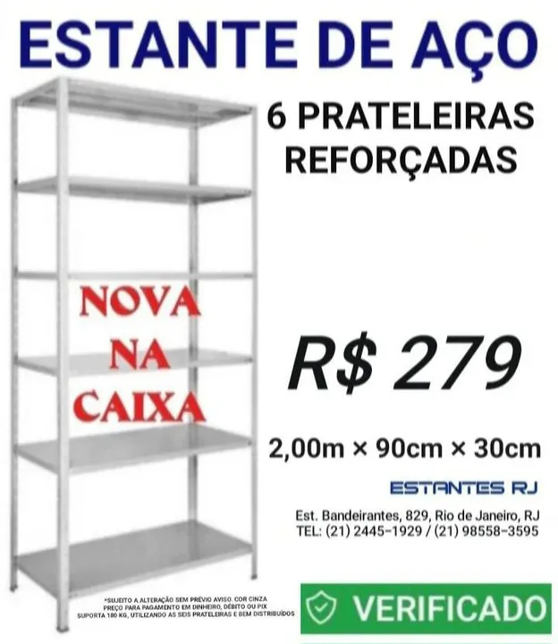 Kit 6 Prateleiras de Ferro / Aço (Reforçadas)