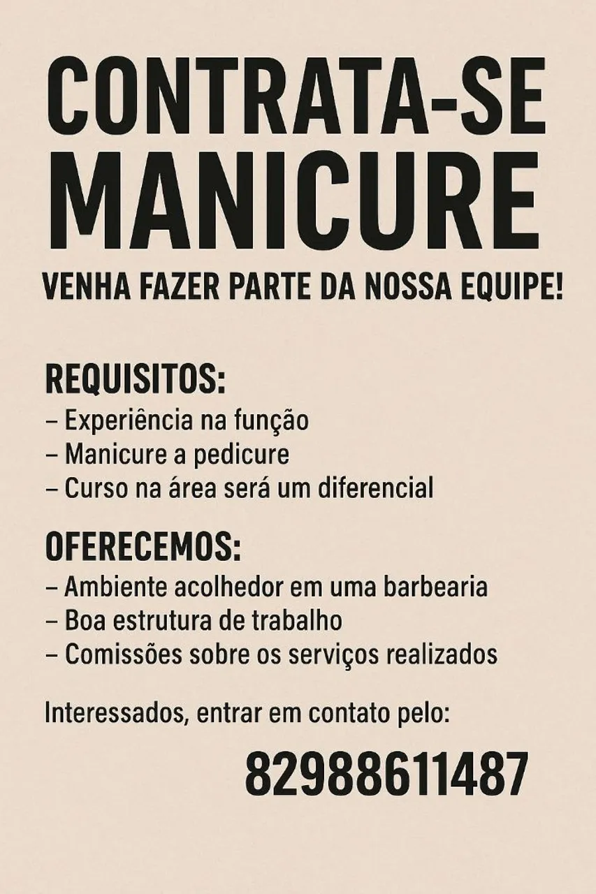 Vaga para Manicure