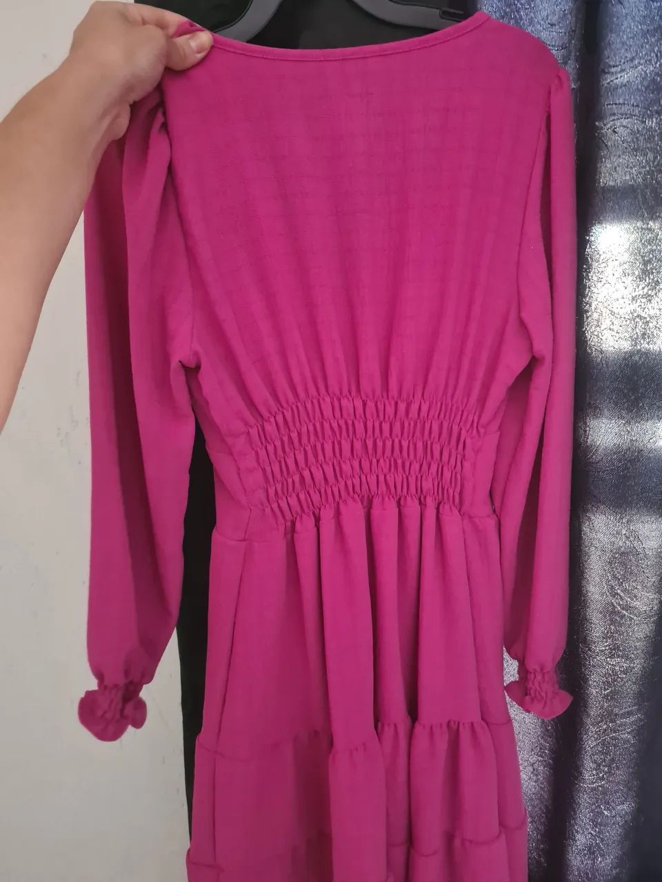 Vestido Rosa Longo Manga Comprida - Foto 4