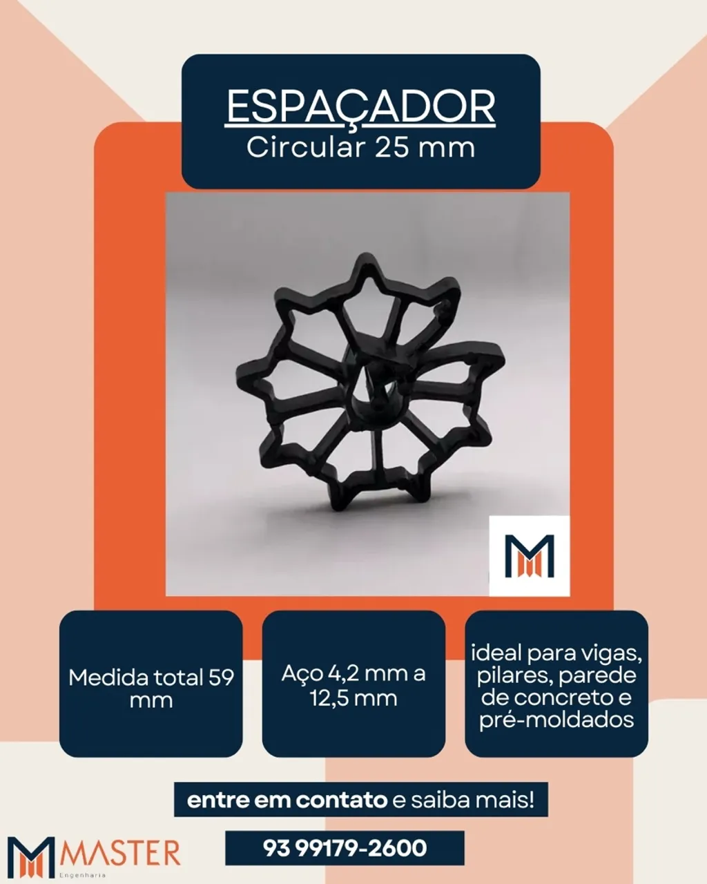 Espaçador Circular 25mm para Construção Civil