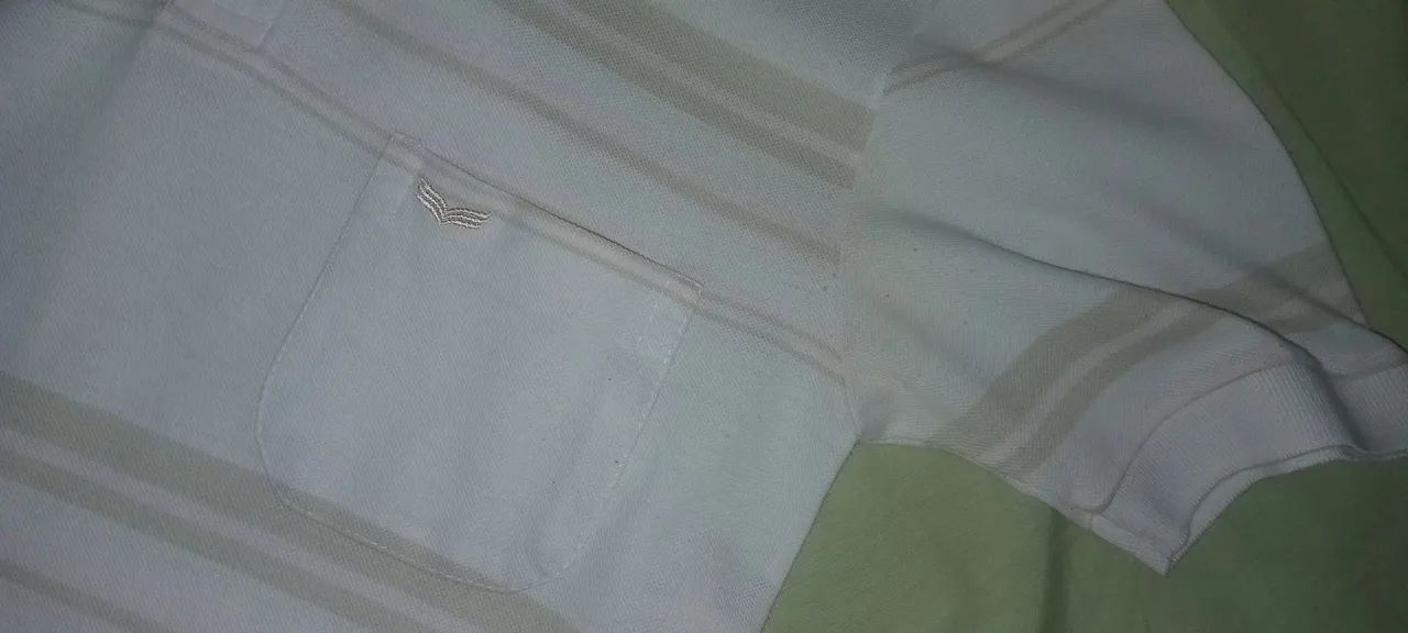 Camisa Polo Listrada Branca - Foto 2