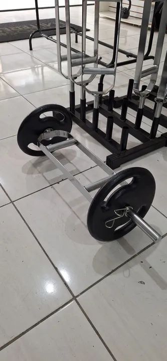 Kit 1 Barra H Maciça + 2 Anilhas Academia 10KG Ferro  - Foto 3