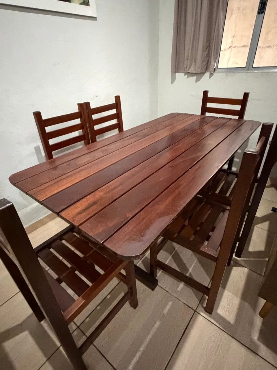 Mesa de jantar madeira maciça 6 cadeiras  - Foto 2