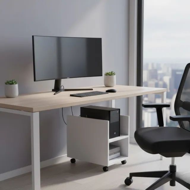 Porta CPU de Madeira MDP com Rodízios Resistência e Praticidade Modelo CZ 72104