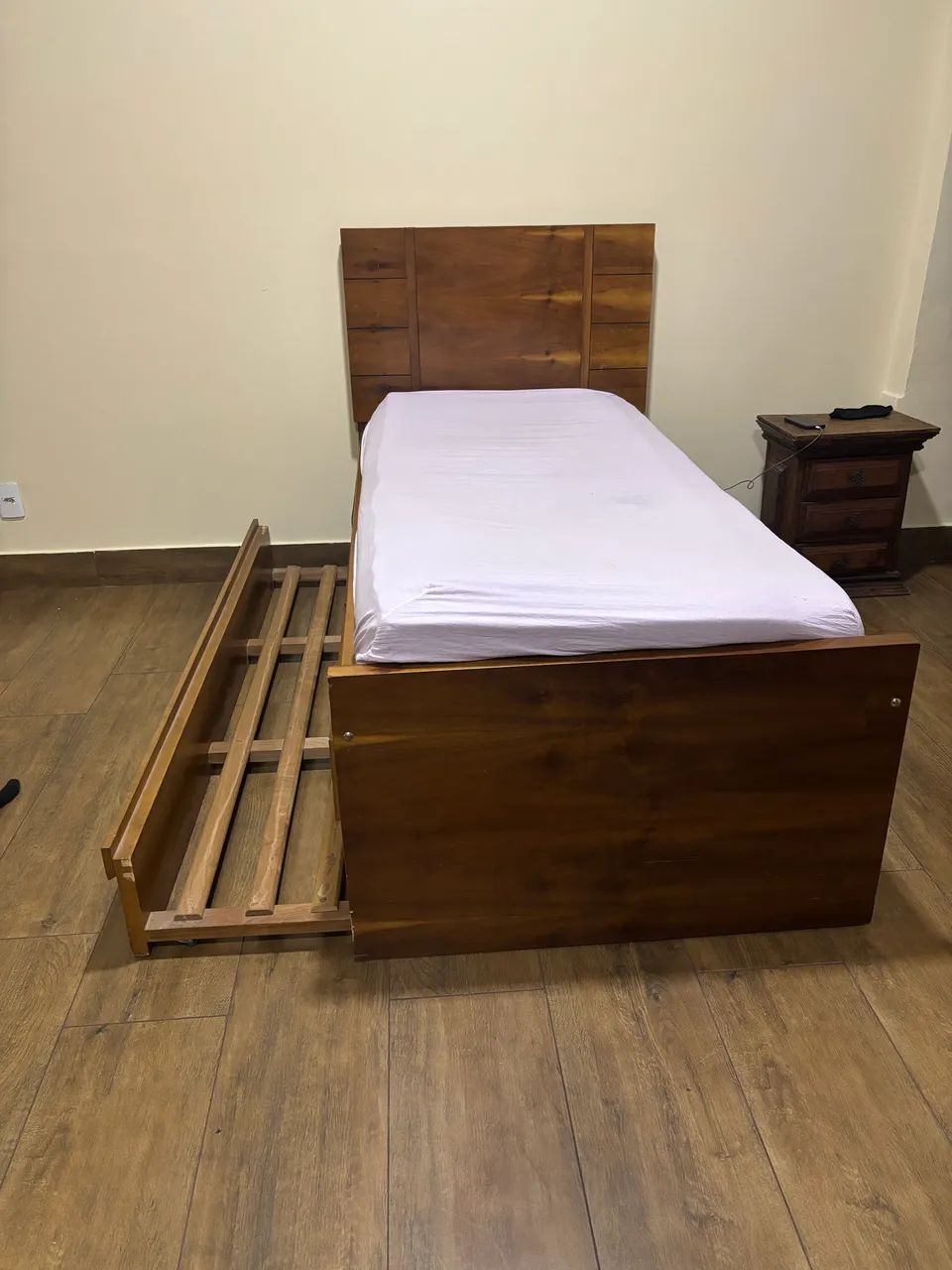 Cama de Madeira de Solteiro com Cama Auxiliar e 3 Gavetas - Foto 3