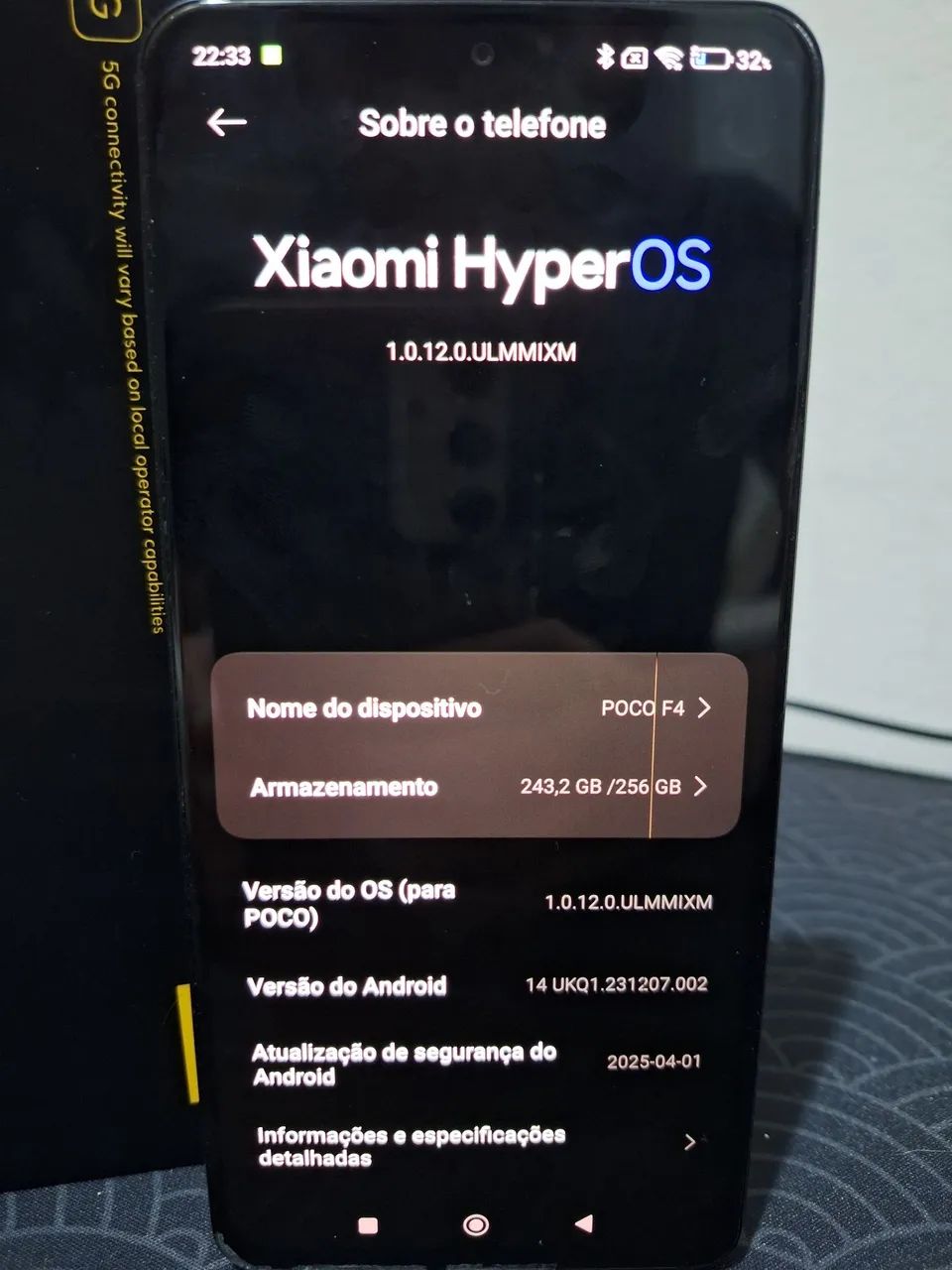 Celular Poco F4 256/8GB com caixa e manual - Foto 5