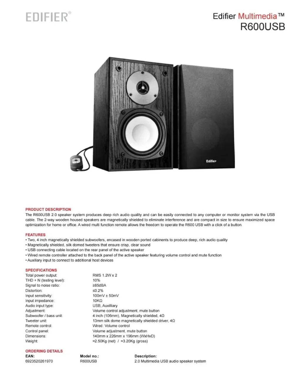 Caixa de Som Edifier R600USB 