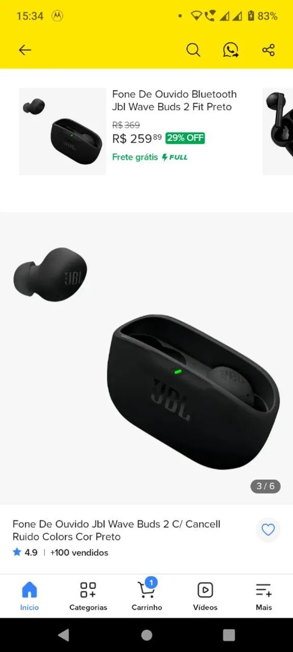Fone de ouvido bluetooth 