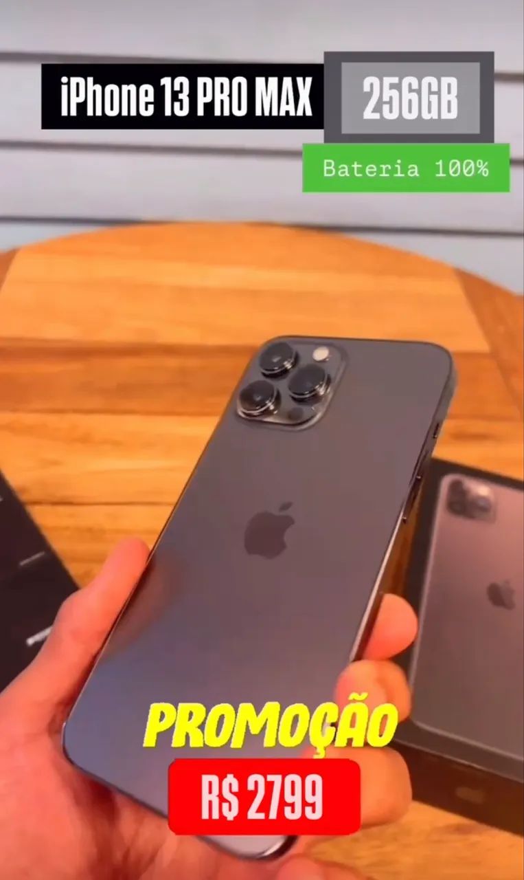 iPhone 13 Pro MAX グラファイト 256GB バッテリー100% iPhone 13 Pro Max 256Gb bateria 100% - Celulares e Smartphones