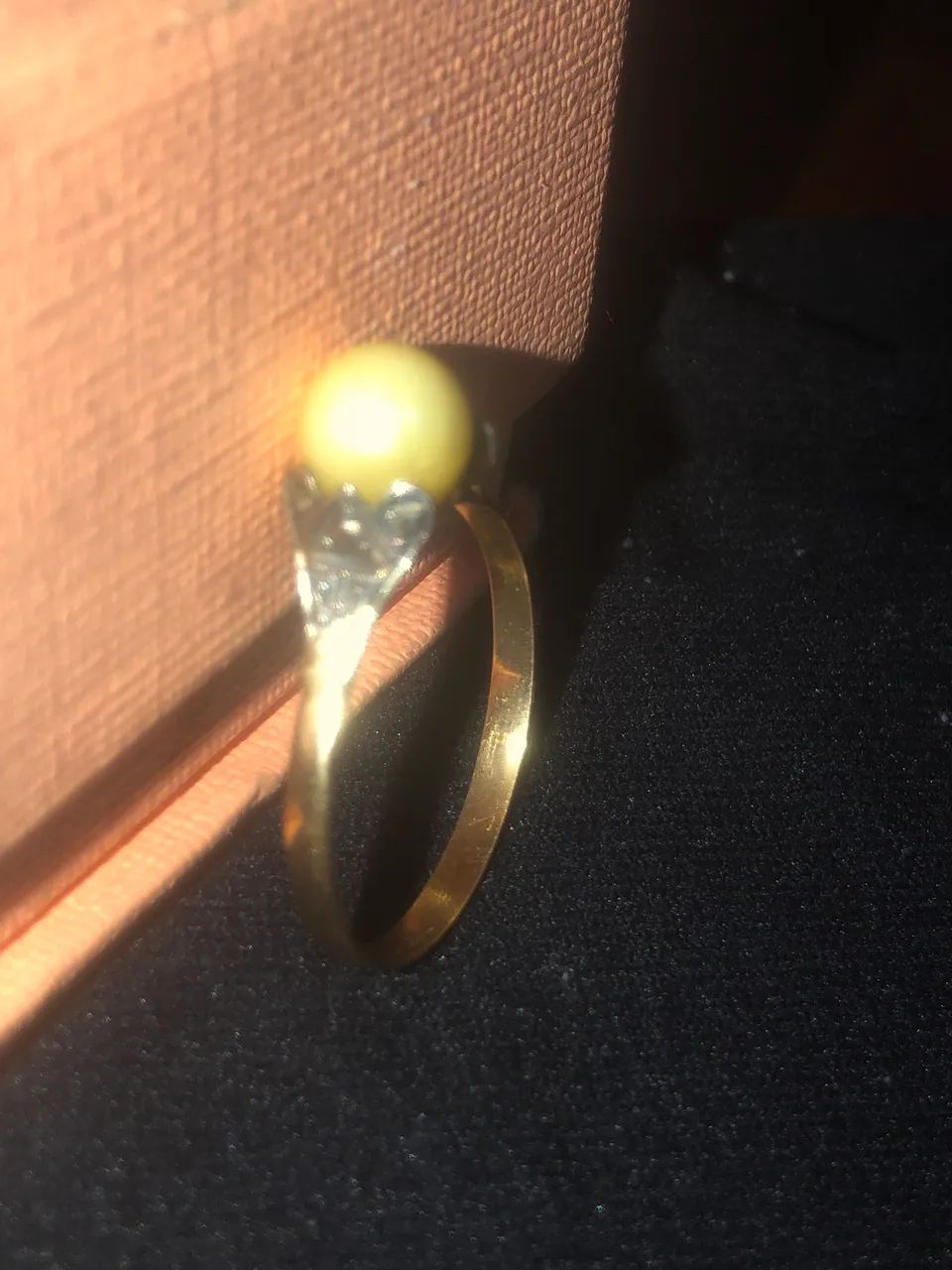 Anel de Ouro 18 com pérola  - Foto 2