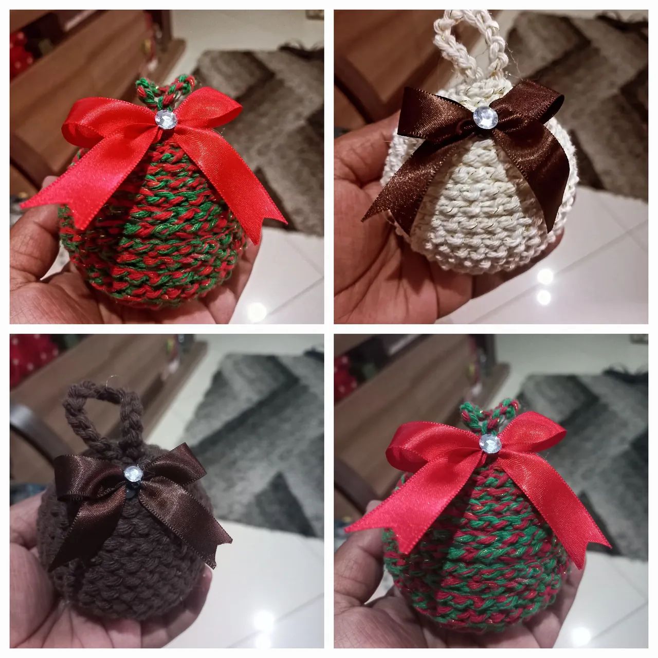 Bolinhas de Natal feitas de crochê  - Foto 3