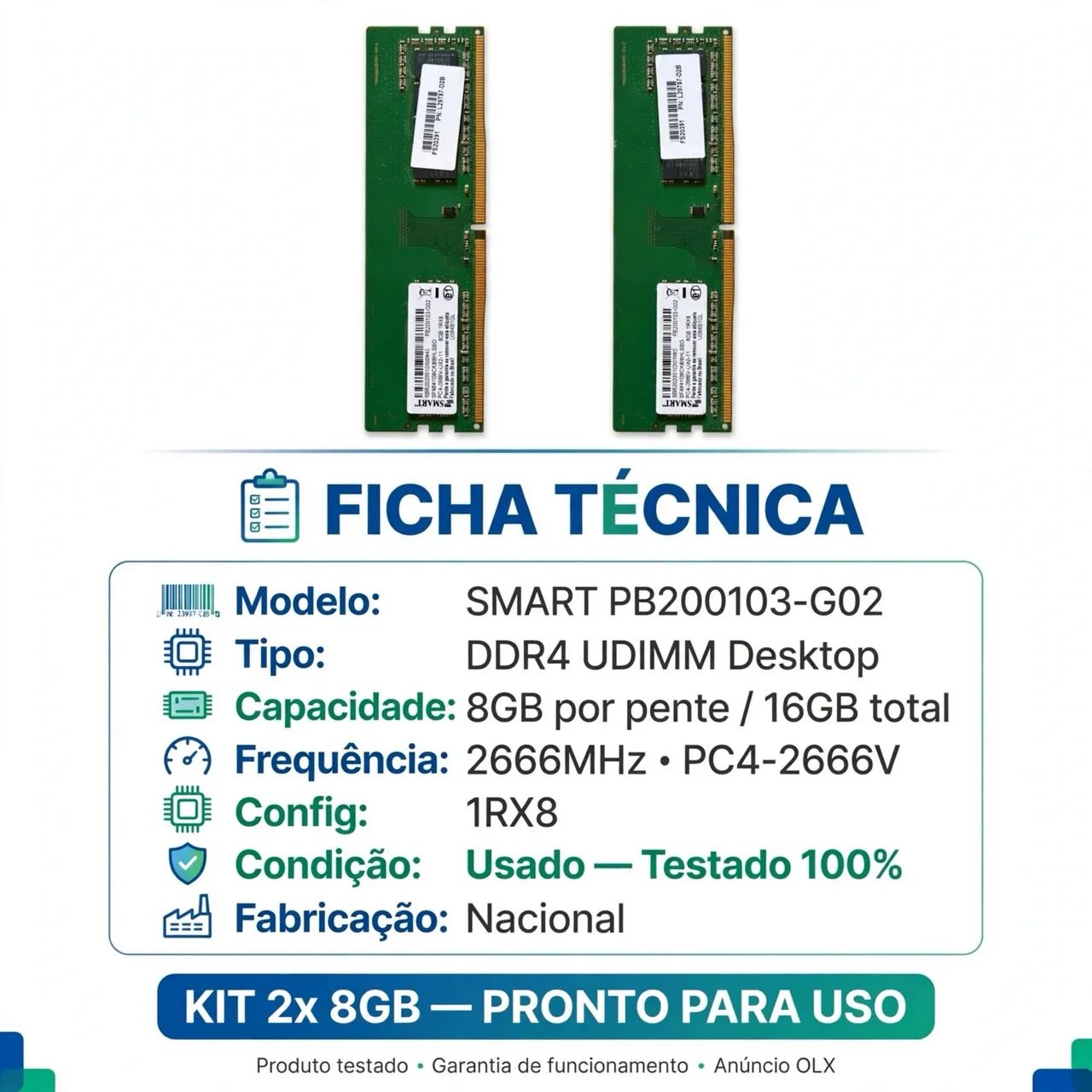 2x memória ram 8GB DDR4 - Foto 2