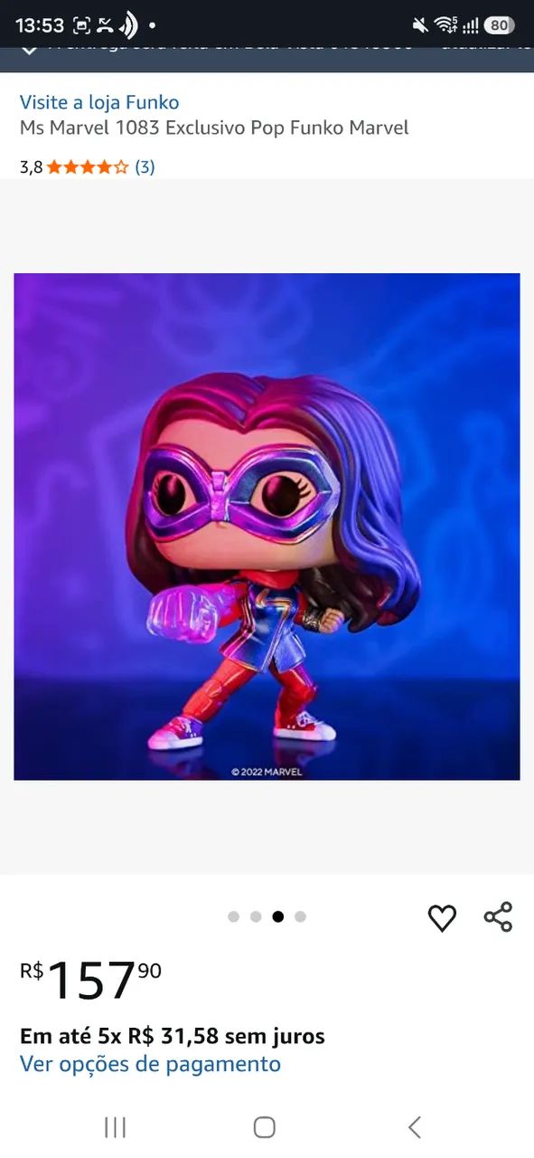 Funko Ms Marvel boneca