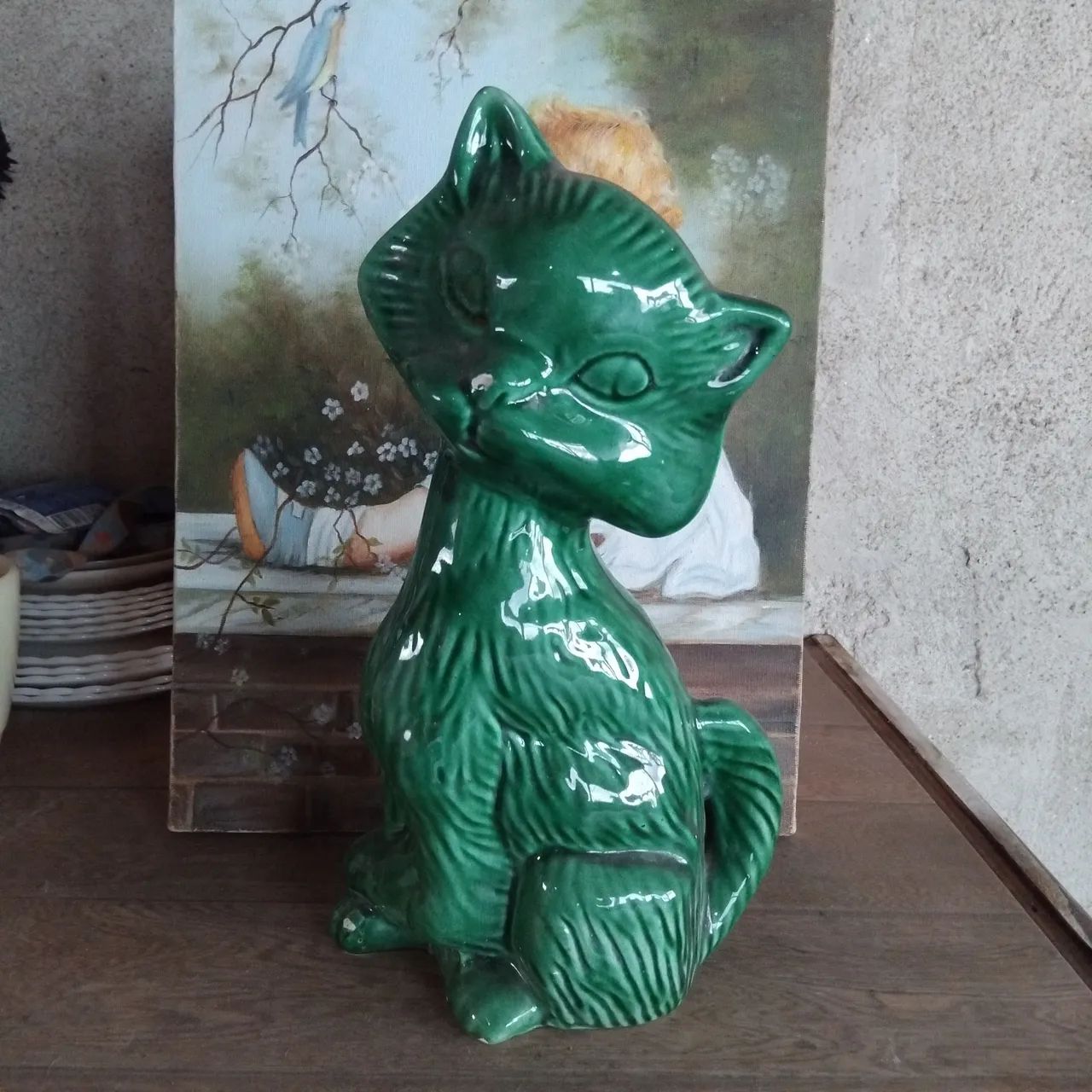 Gato de louça antigo 