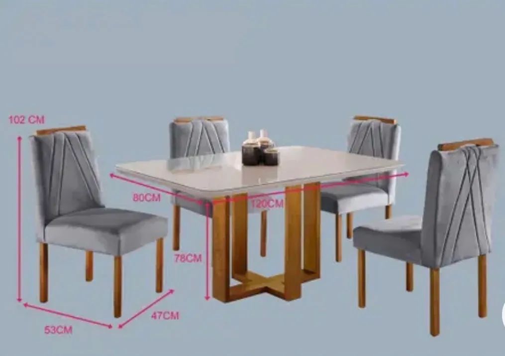 Conjunto Sala de Jantar Mesa Tampo de Vidro 4 Cadeiras - Foto 5