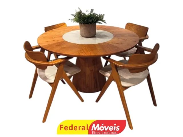 MESA 1,50m Centro Giratório COM 4 CADEIRAS - Últimas Unidades!