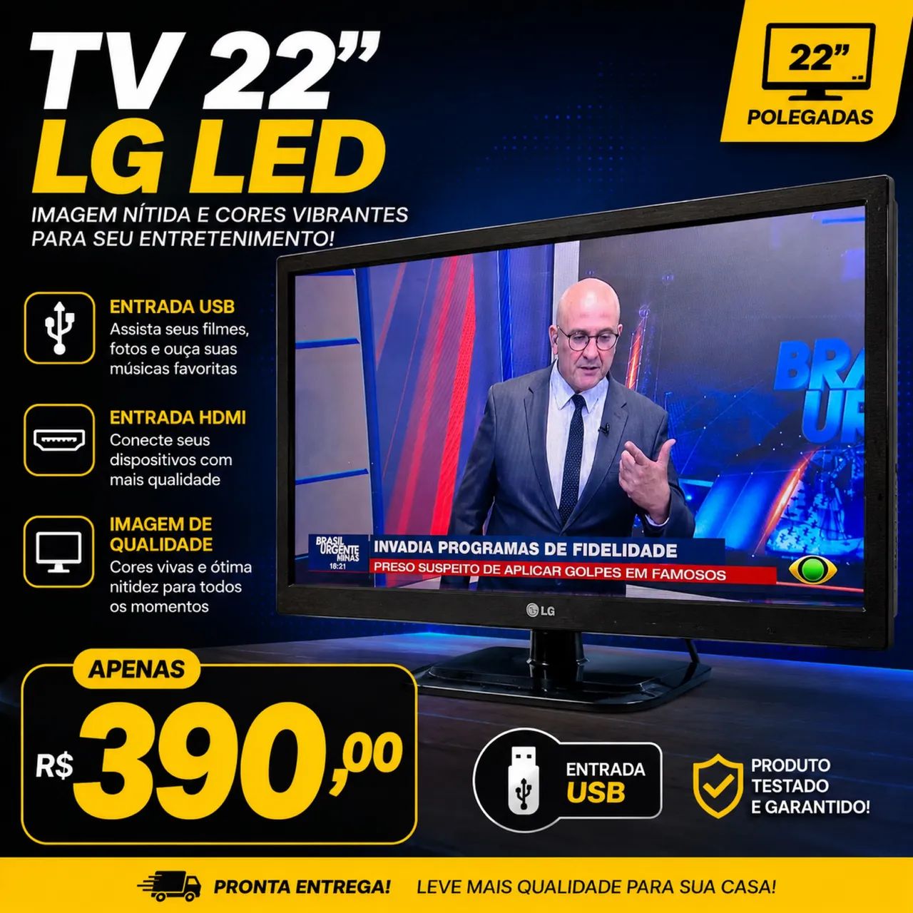 TV 22 polegadas com USB