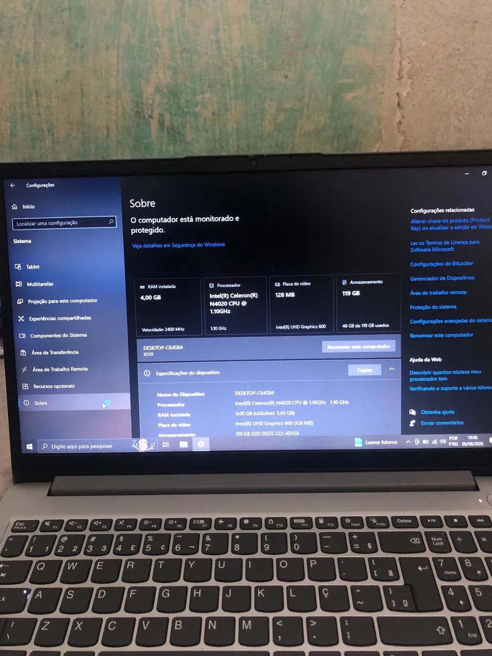 VENDO NOTEBOOK DA LENOVO SEMI NOVO, FUNCIONANDO PERFEITAMENTE - Foto 5