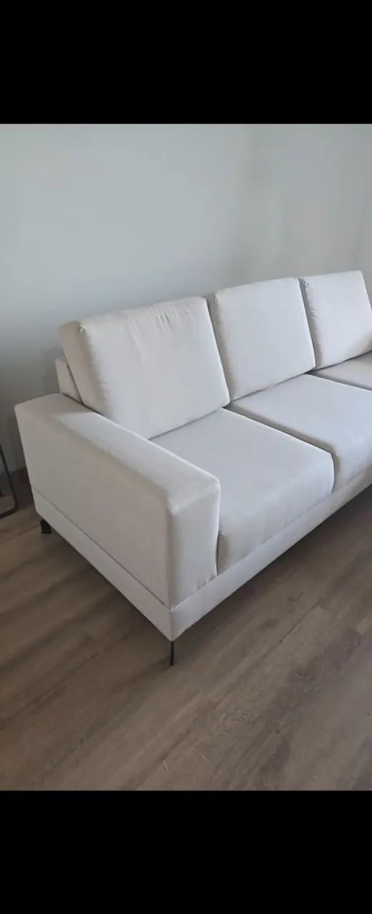 Sofá Chaise Linho Bege 2,90m - NOVÍSSIMO (Paguei R$ 5.200) - Foto 4