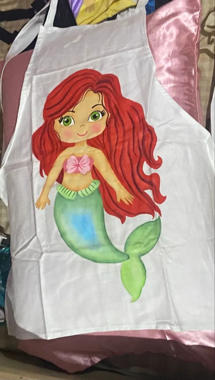 Avental de tecido princesa Ariel veste p/m