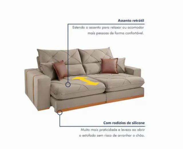 Sofá 2,30 retrátil Gran Belo - Foto 2