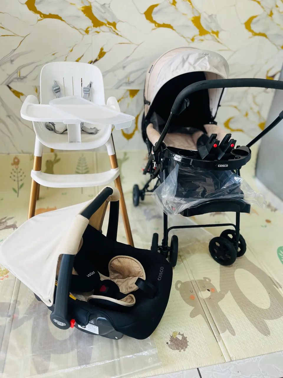 Carrinho de bebê BERÇINHO, bebê conforto e cadeira de alimentação  - Foto 2