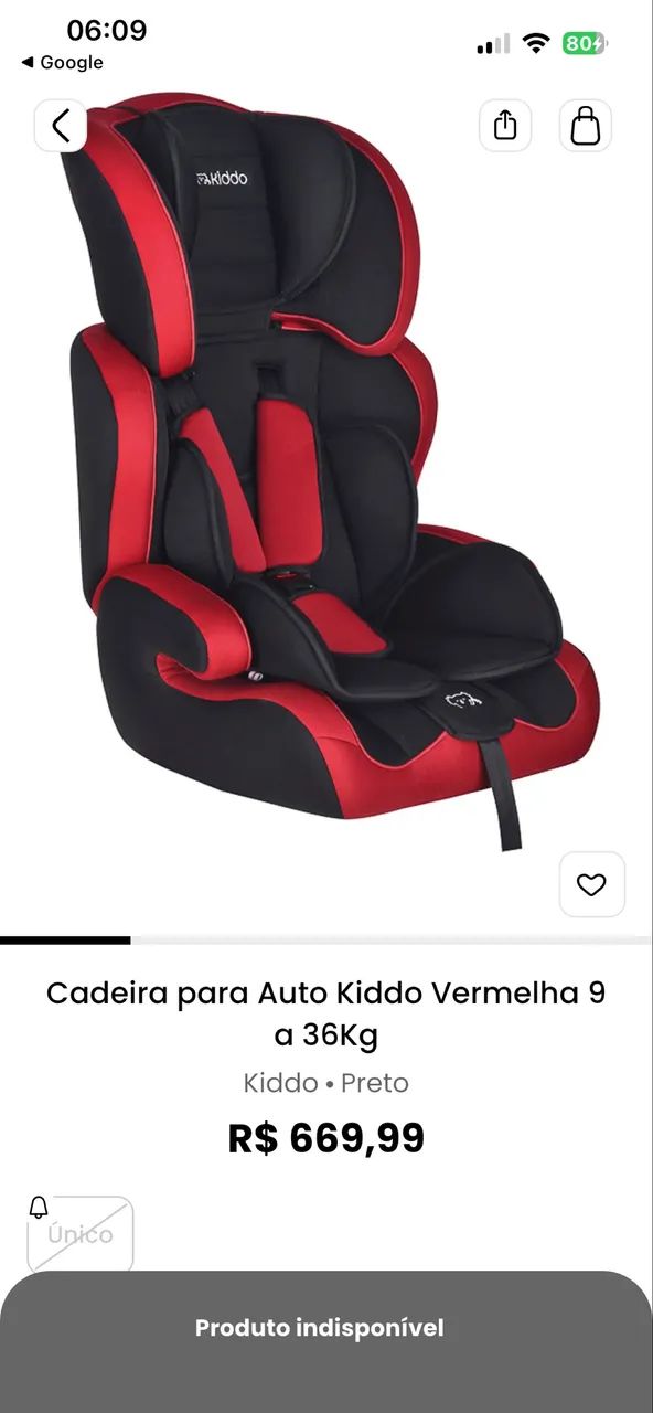 Cadeira Kiddo Preto e Vermelho 9 a 36kg - Foto 2