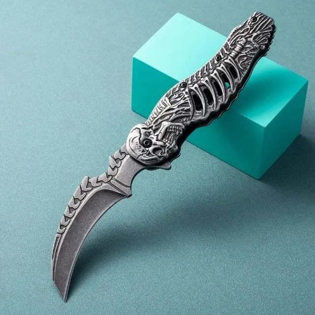 Canivete Caveira 3D Aço Inox 440C - Foto 3