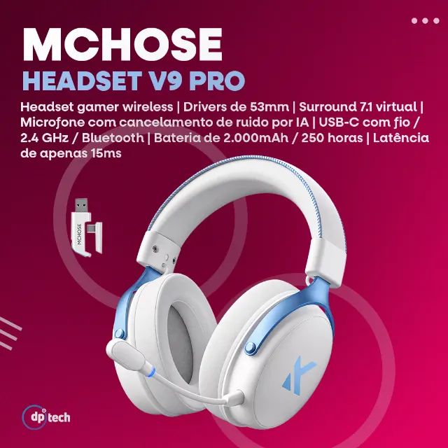 MCHOSE V9 Pro Headset Gamer Wireless -Entrega Grátis-